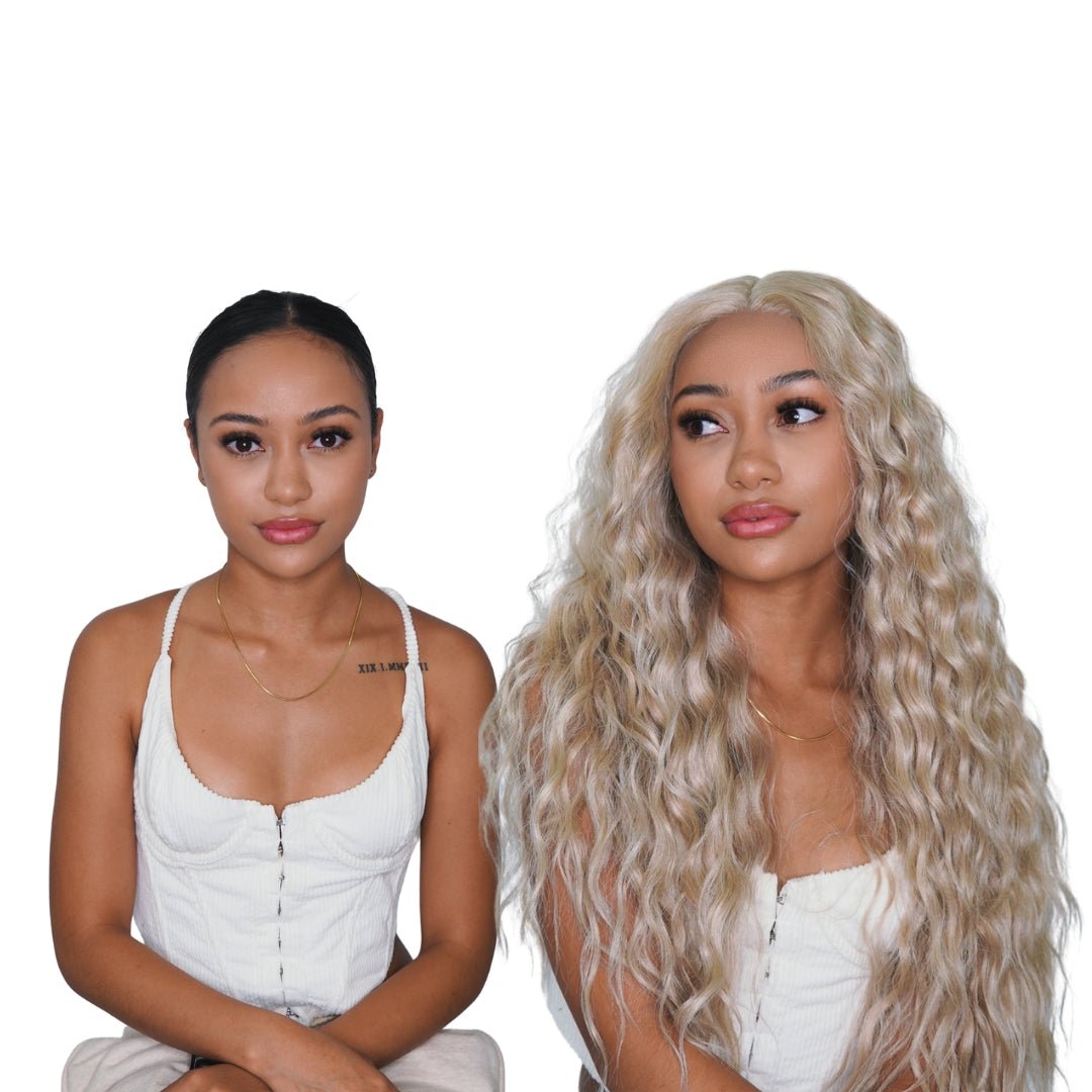 LILY - Beach Blonde - Lace Front Wig | Blonde, 28 Inch+, T-Part Lace Front, Synthetic Hair | Milk & Honey Wigs