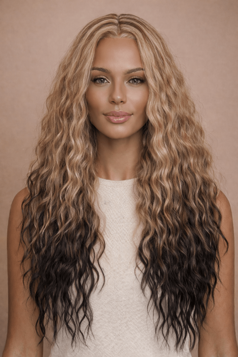 LILY - Inked Lace - Front Wig | Brown, 28 Inch+, T-Part Lace Front, Synthetic Hair | Milk & Honey Wigs