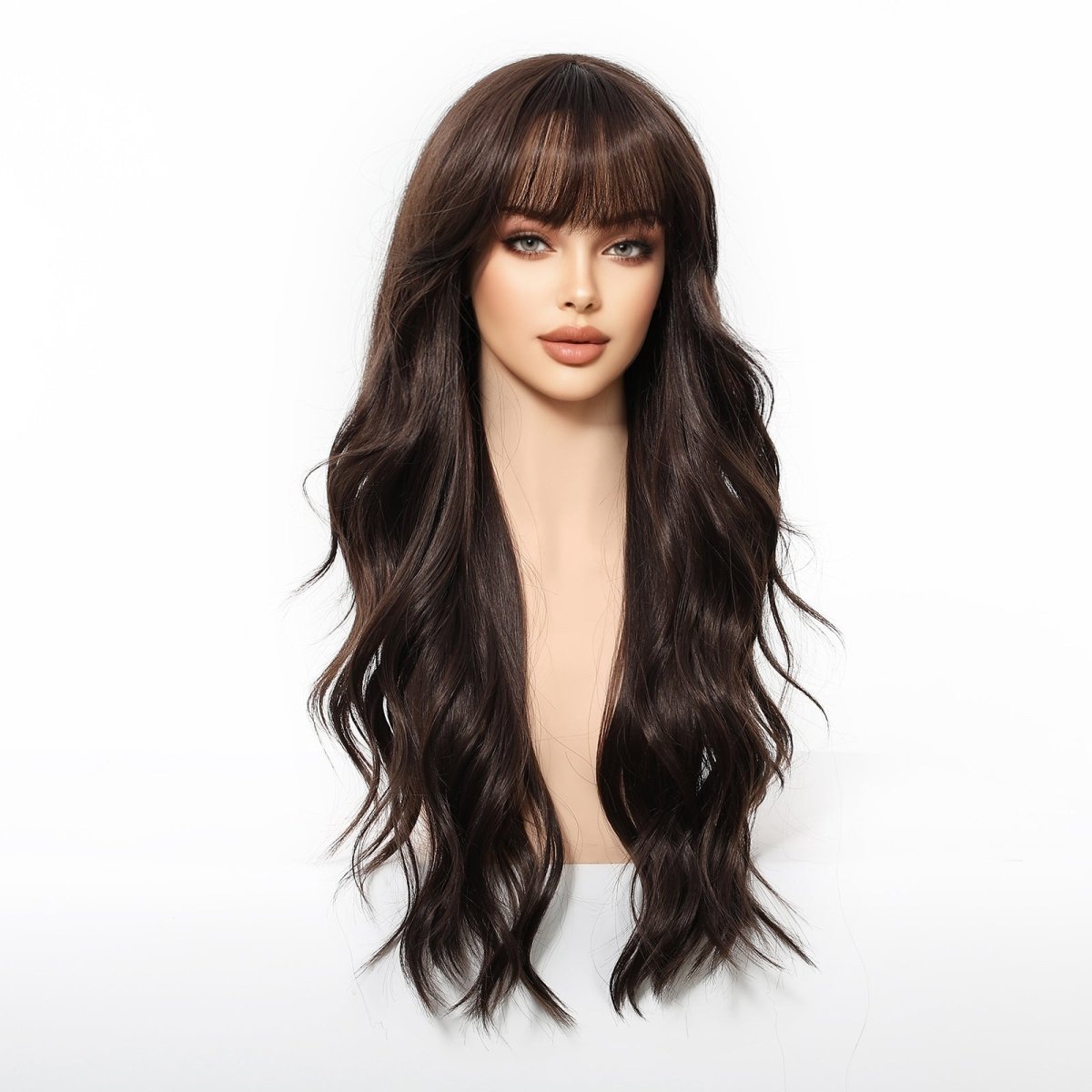 Long Wavy Dark Brown Wig - MARKETPLACE | Brown, Fringe, Synthetic Hair | Milk & Honey Wigs