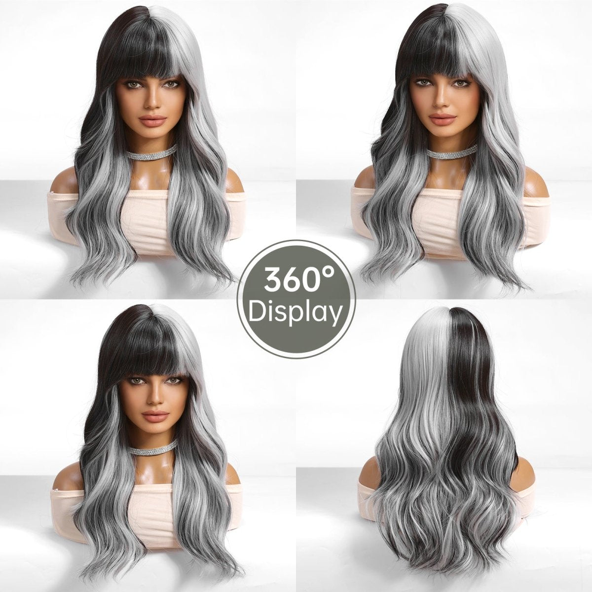 Long Wavy Ombre Wig- MARKETPLACE | Grey, Fringe, Synthetic Hair | Milk & Honey Wigs