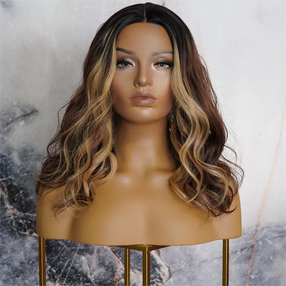 LUCY - Mocha - Lace Front Wig | Brown, 16 Inch, T-Part Lace Front, Synthetic Hair | Milk & Honey Wigs