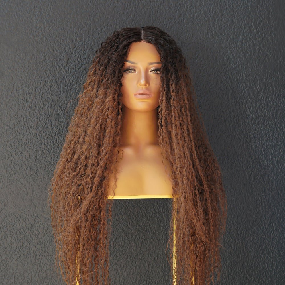 MEGAN - Ombre Brown - Lace Front Wig | Brown, 28 Inch+, T-Part Lace Front, Synthetic Hair | Milk & Honey Wigs