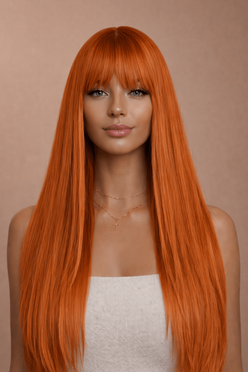MONTANA - Auburn - Fringe Wig | Ginger, 26 Inch, Fringe, Synthetic Hair | Milk & Honey Wigs