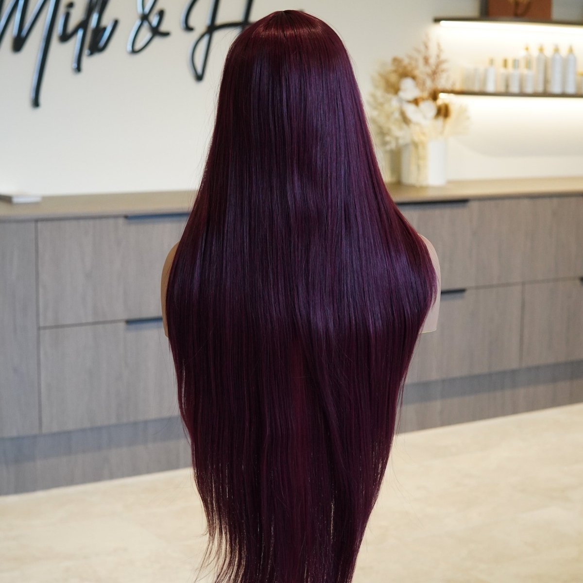 MONTANA - Burgundy - Fringe Wig | Red, 28 Inch+, Fringe, Synthetic Hair | Milk & Honey Wigs