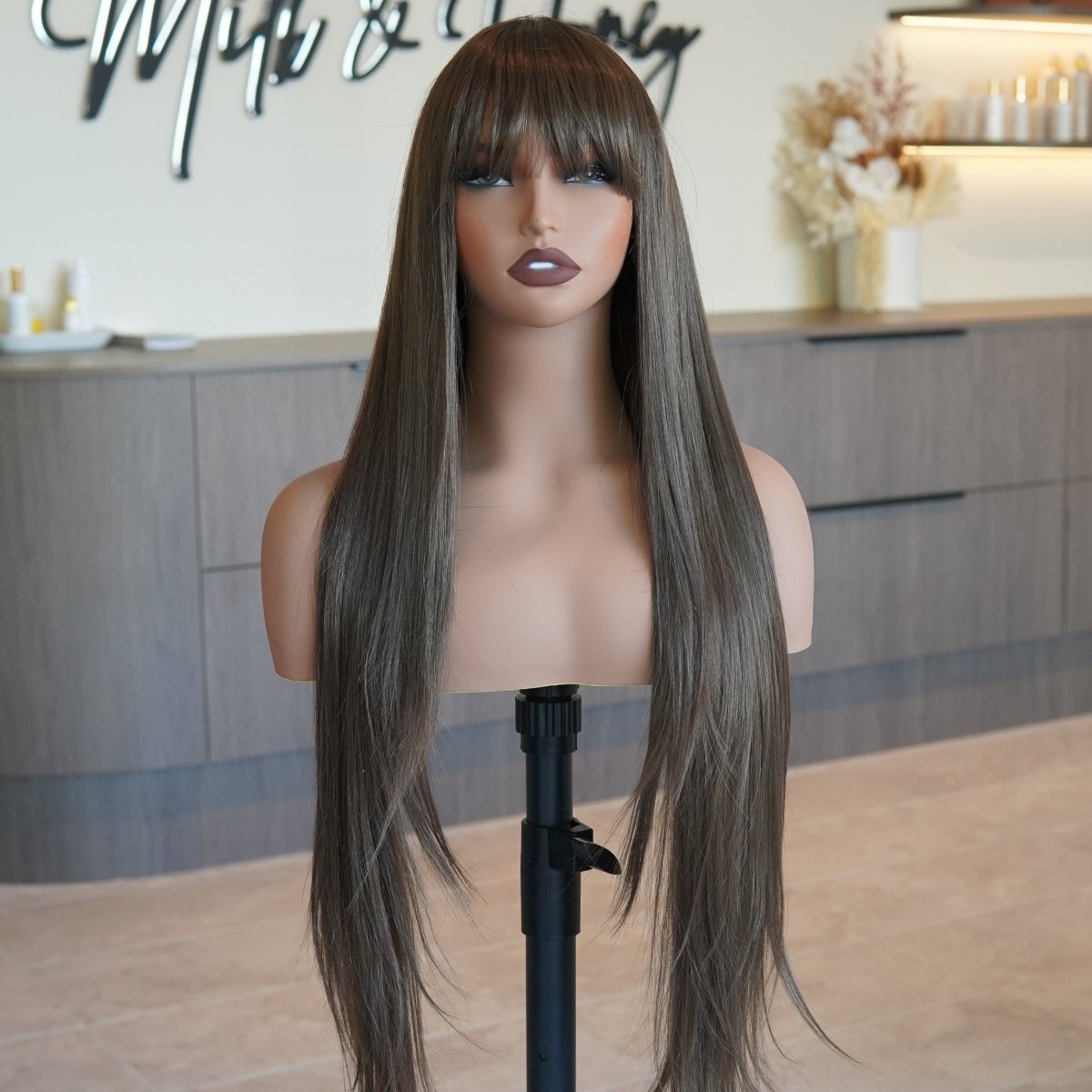 MONTANA - Medium Brown - Fringe Wig | Brown, 28 Inch+, Fringe, Synthetic Hair | Milk & Honey Wigs