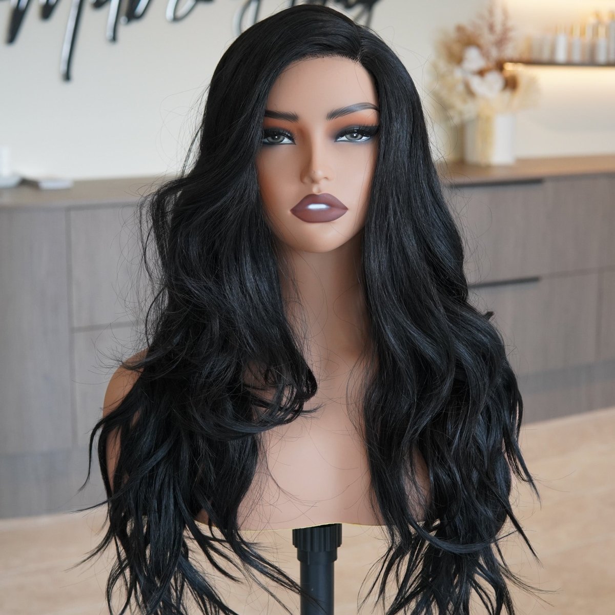 MONTE - Natural Black - Lace Front Wig | Black, 20 Inch, T-Part Lace Front, Synthetic Hair | Milk & Honey Wigs