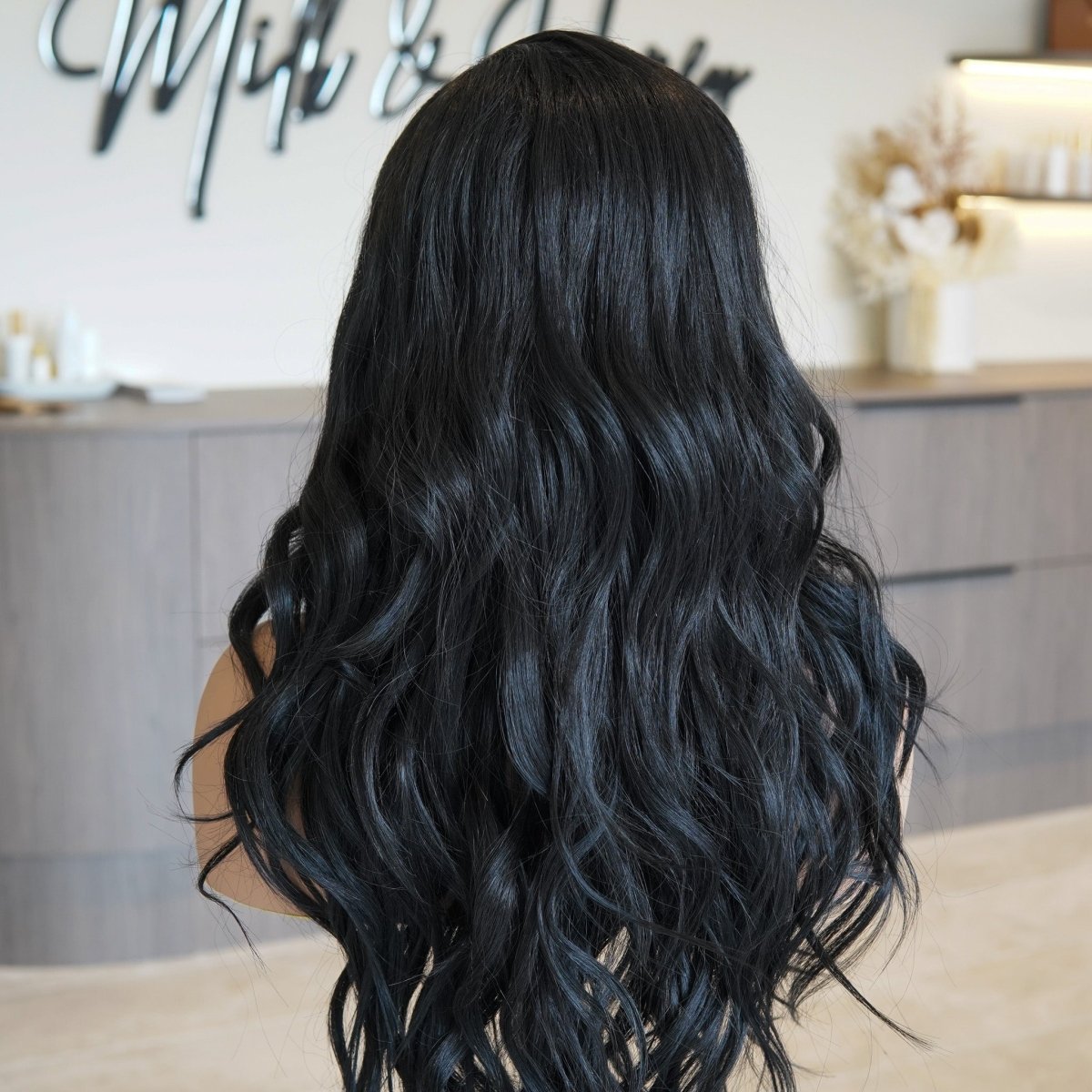 MONTE - Natural Black - Lace Front Wig | Black, 20 Inch, T-Part Lace Front, Synthetic Hair | Milk & Honey Wigs