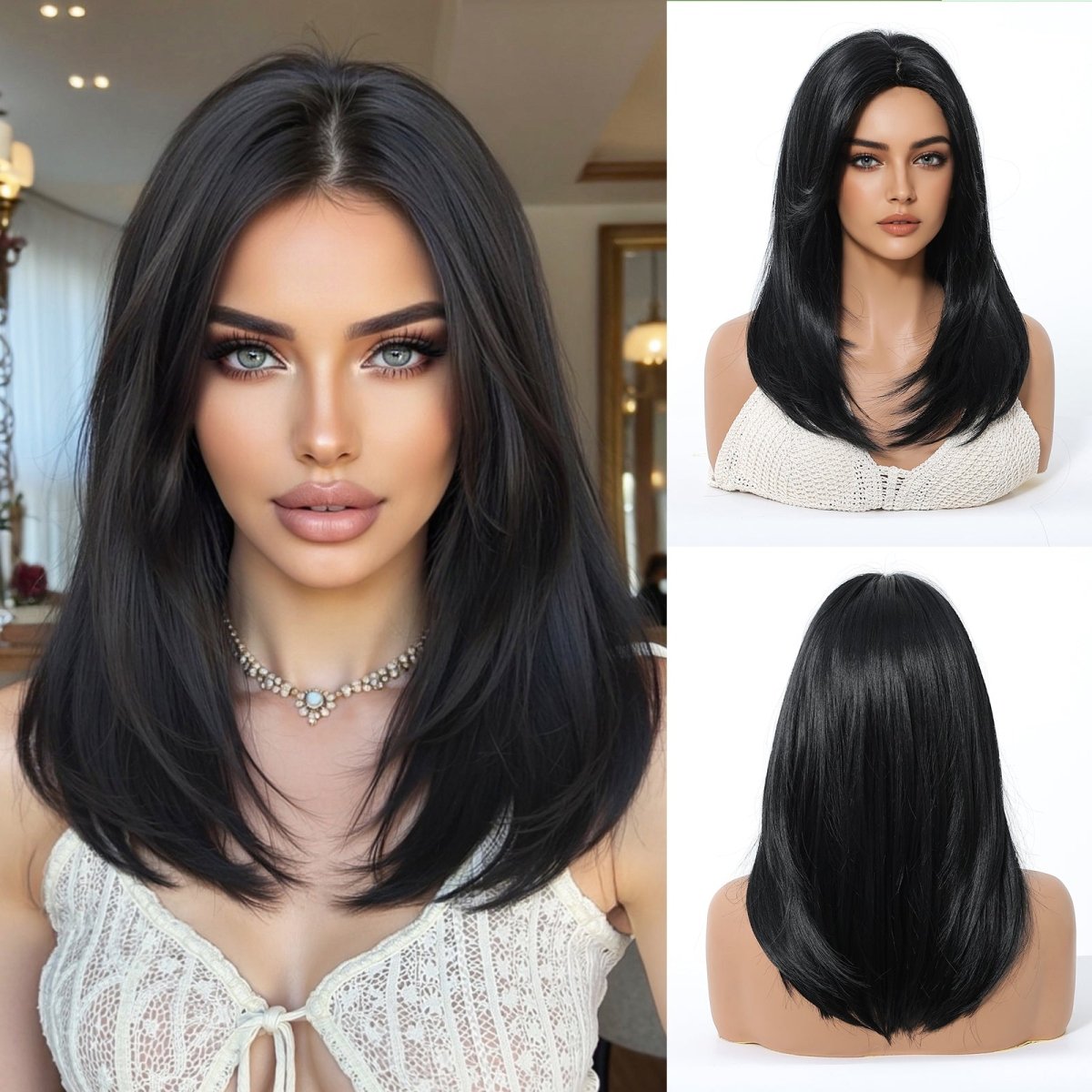Natural Black Wig with Layers - MARKETPLACE | Black, Fringe, Synthetic Hair | Milk & Honey Wigs