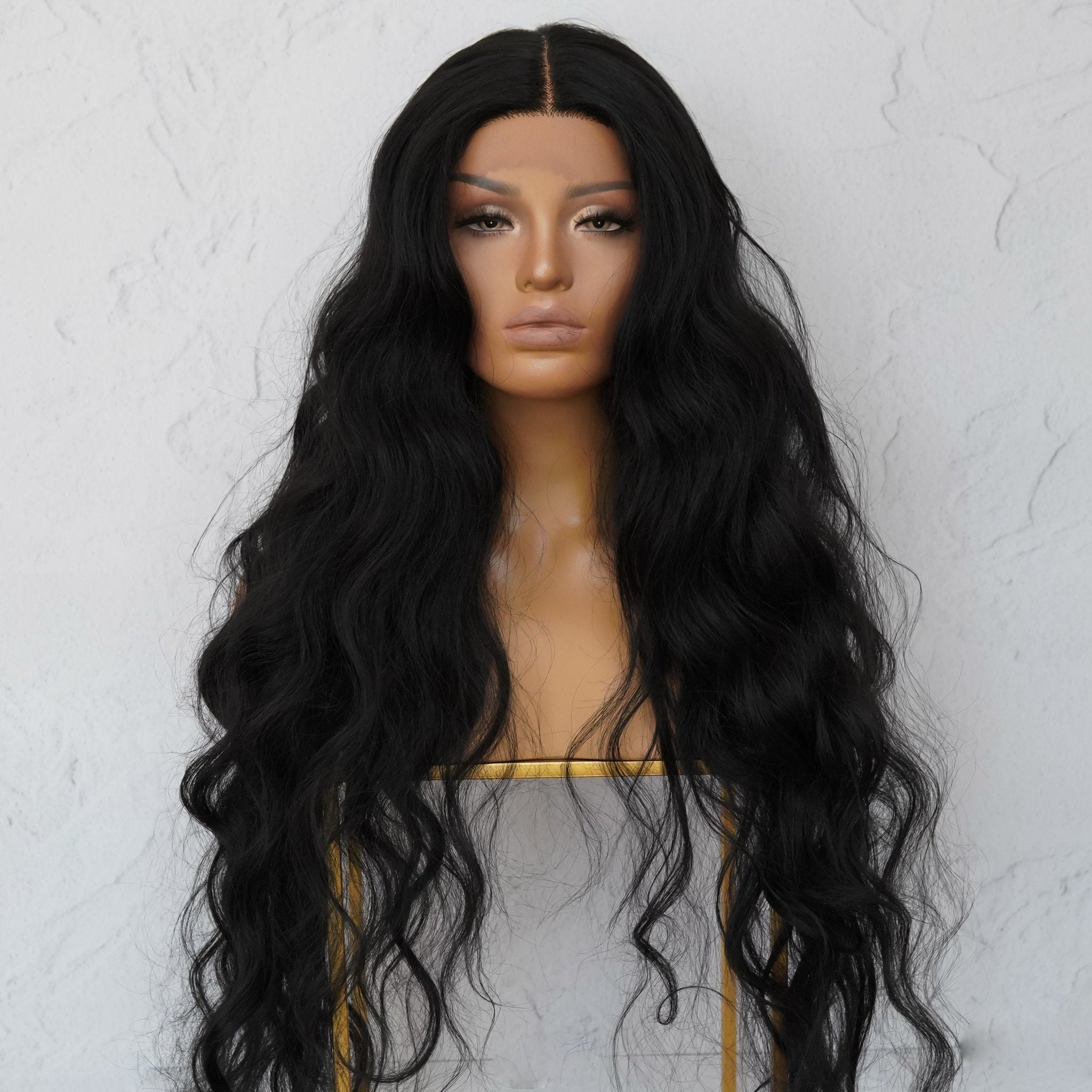 NERA - Black - Lace Front Wig | Black, 28 Inch+, T-Part Lace Front, Synthetic Hair | Milk & Honey Wigs
