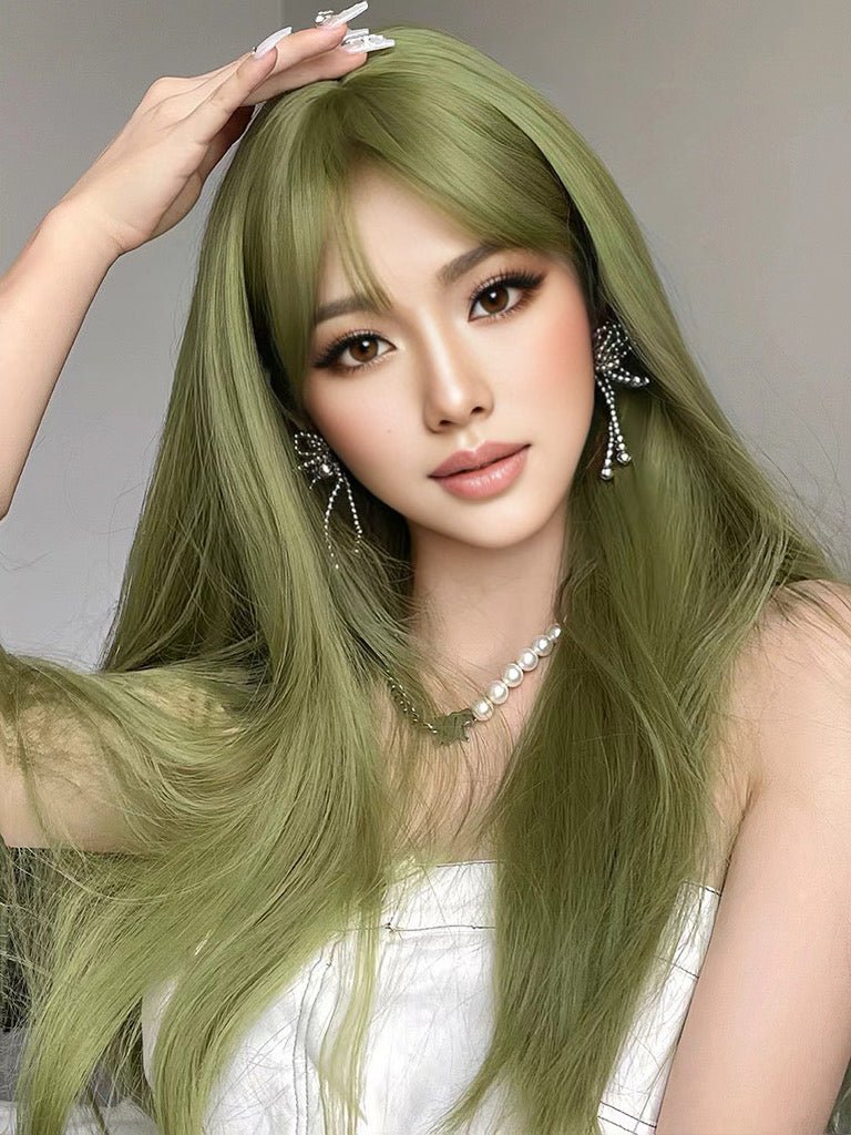 Olive Green Long Wig - MARKETPLACE | Green, Fringe, Synthetic Hair | Milk & Honey Wigs