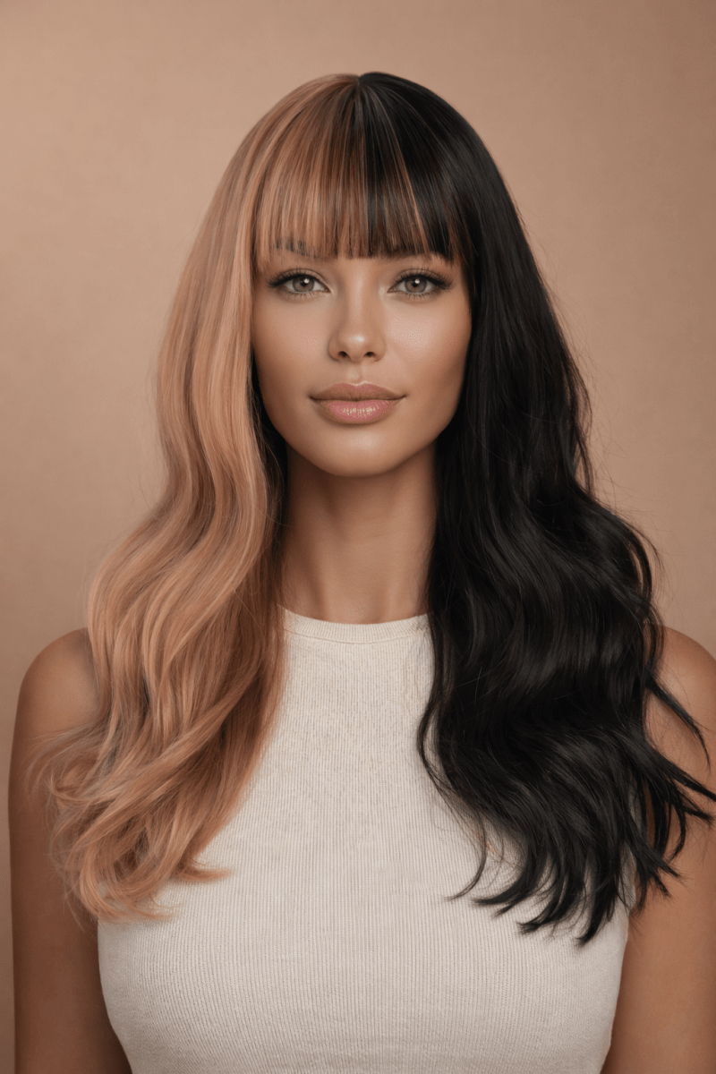 OLIVIA - Two Tone - Fringe Wig | Black, 18 Inch, Fringe, Synthetic Hair | Milk & Honey Wigs