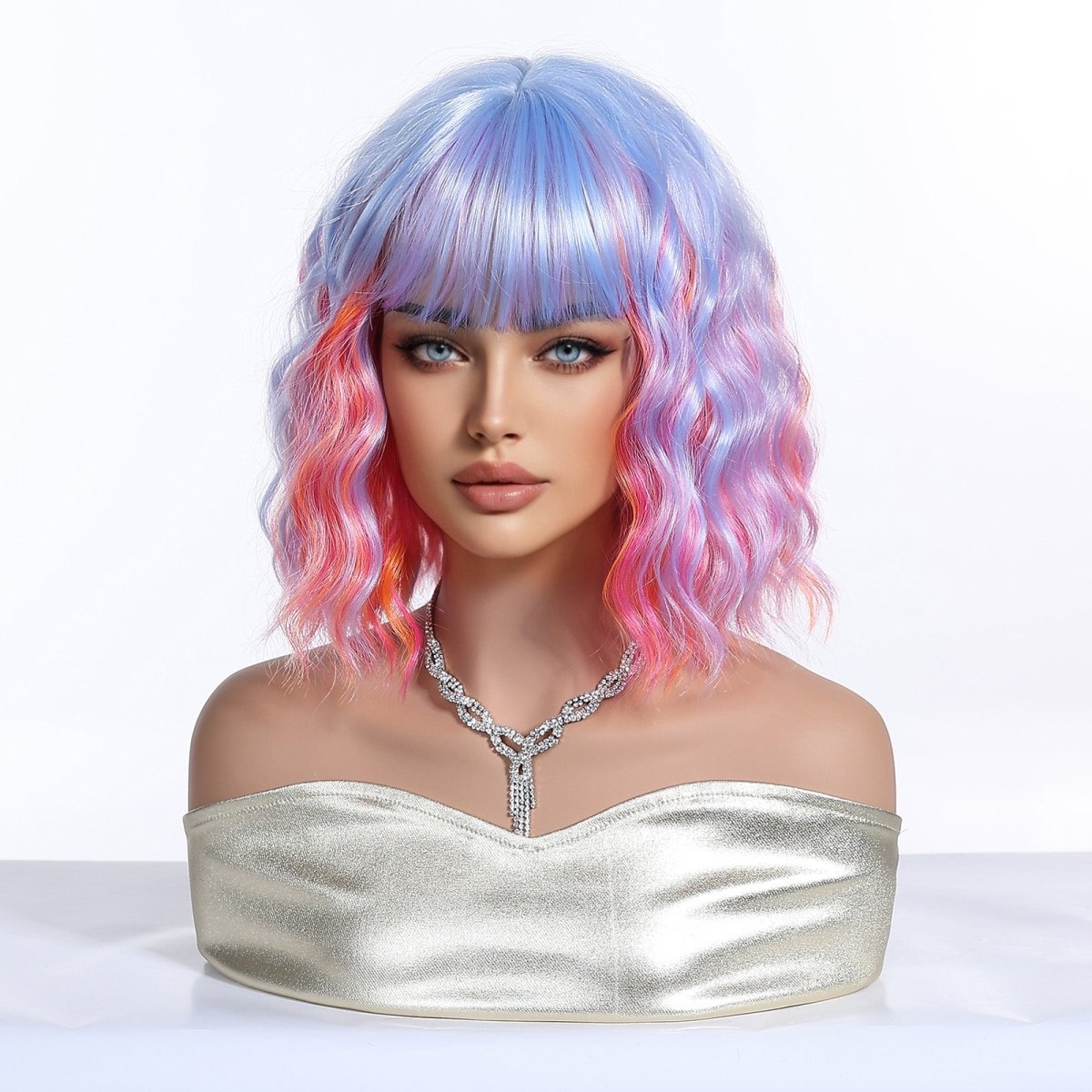 Pastel Rainbow Bob with Fringe Wig - MARKETPLACE | Purple, Fringe, Synthetic Hair | Milk & Honey Wigs