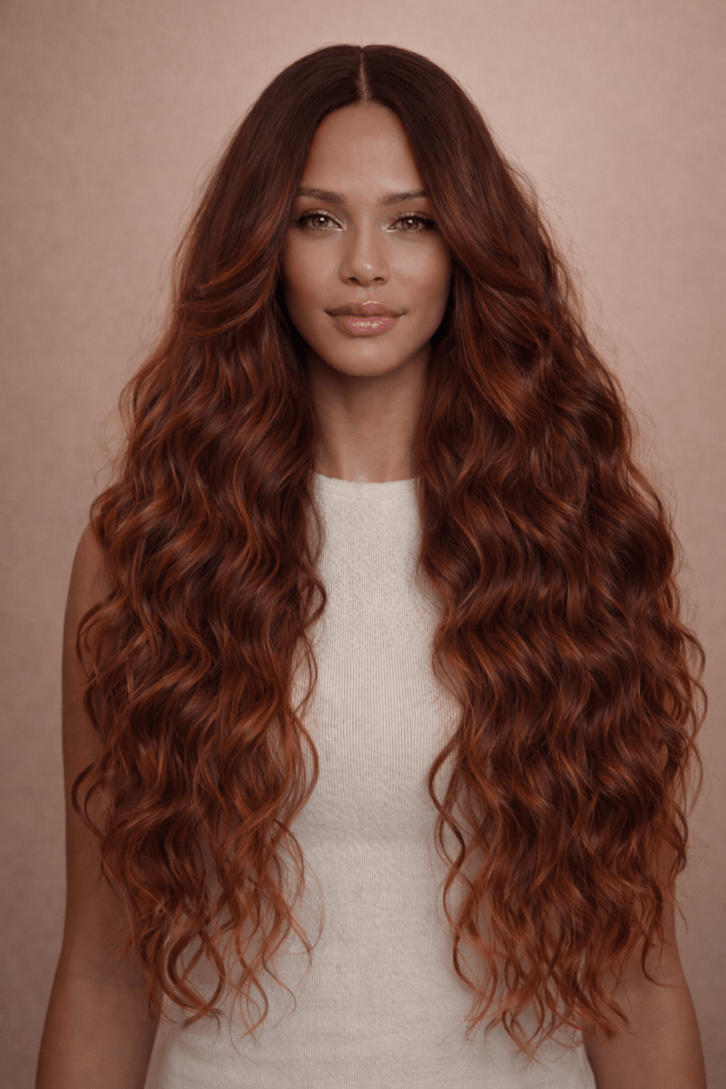 PIPER - Burgundy - Lace Front Wig | Red, 28 Inch+, T-Part Lace Front, Synthetic Hair | Milk & Honey Wigs