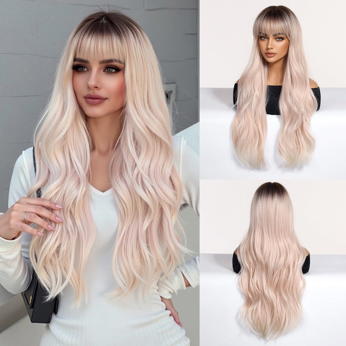 Platinum Blonde Ombre Wig with Fringe - MARKETPLACE | Blonde, Fringe, Synthetic Hair | Milk & Honey Wigs