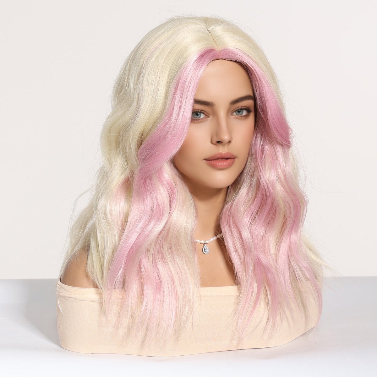 Platinum Blonde with Pastel Pink Highlights Wig - MARKETPLACE | Pink, Fringe, Synthetic Hair | Milk & Honey Wigs