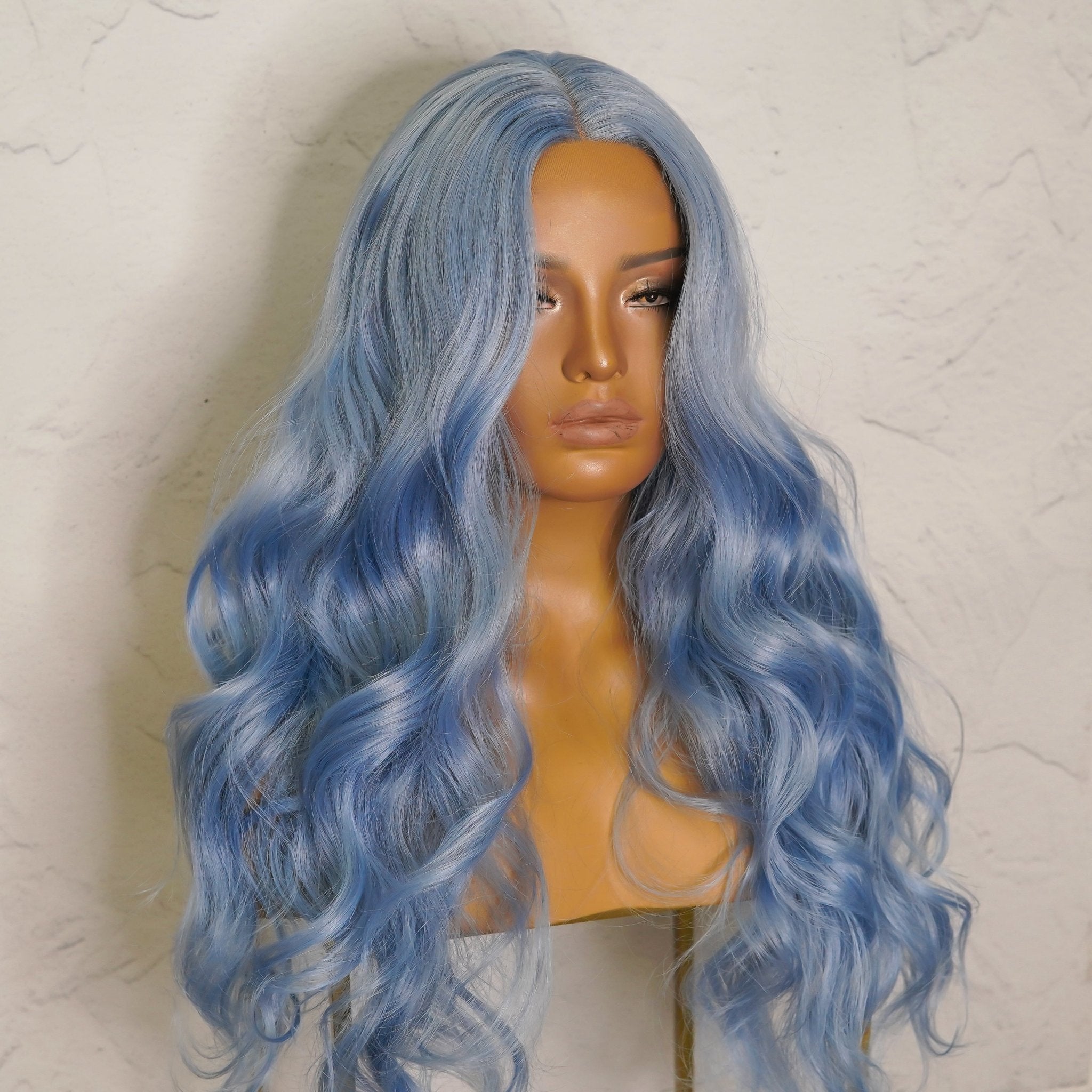 POLLY - Blue - Lace Front Wig | Blue, 28 Inch+, T-Part Lace Front, Synthetic Hair | Milk & Honey Wigs