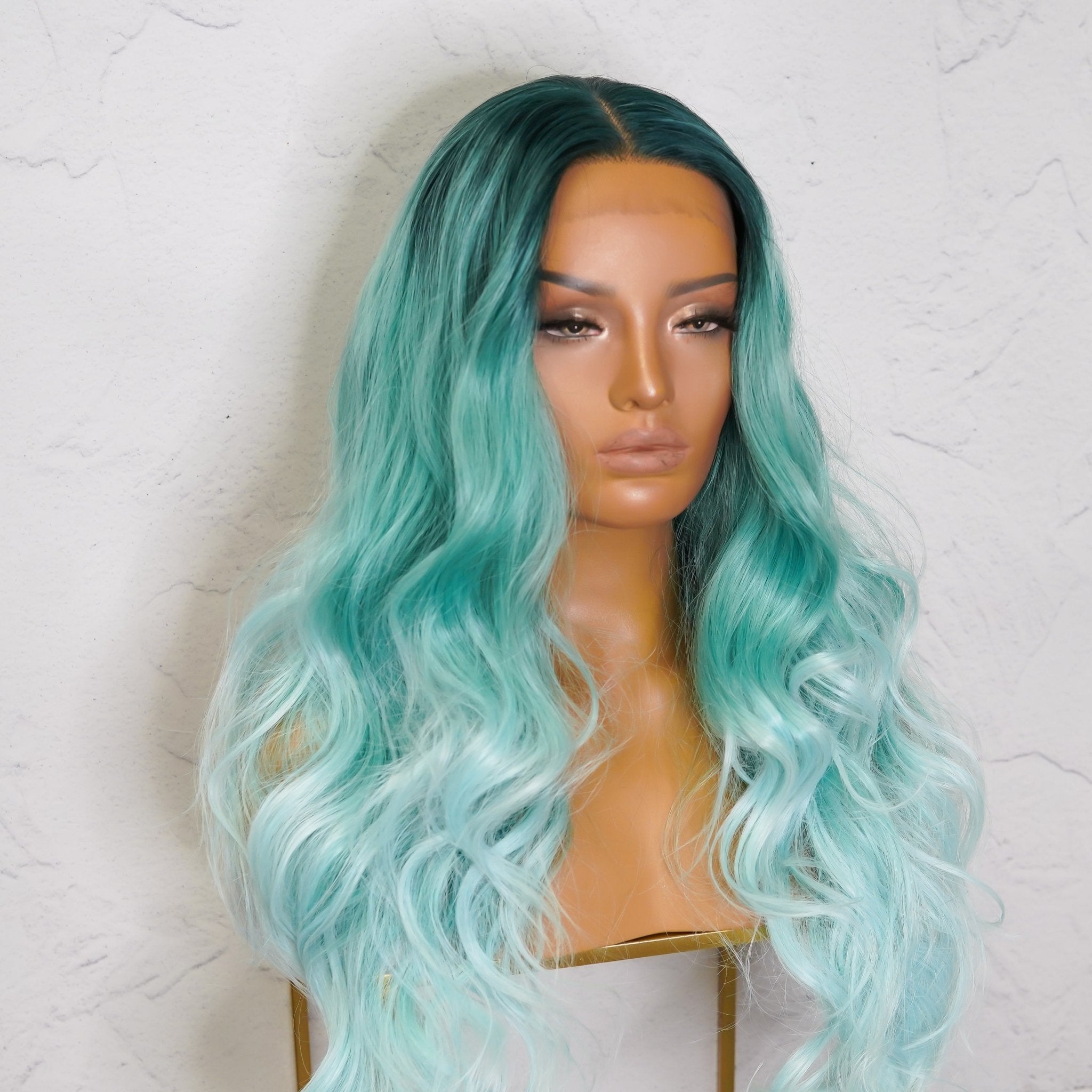 POLLY - Ombre Blue - Lace Front Wig | Blue, 28 Inch+, T-Part Lace Front, Synthetic Hair | Milk & Honey Wigs