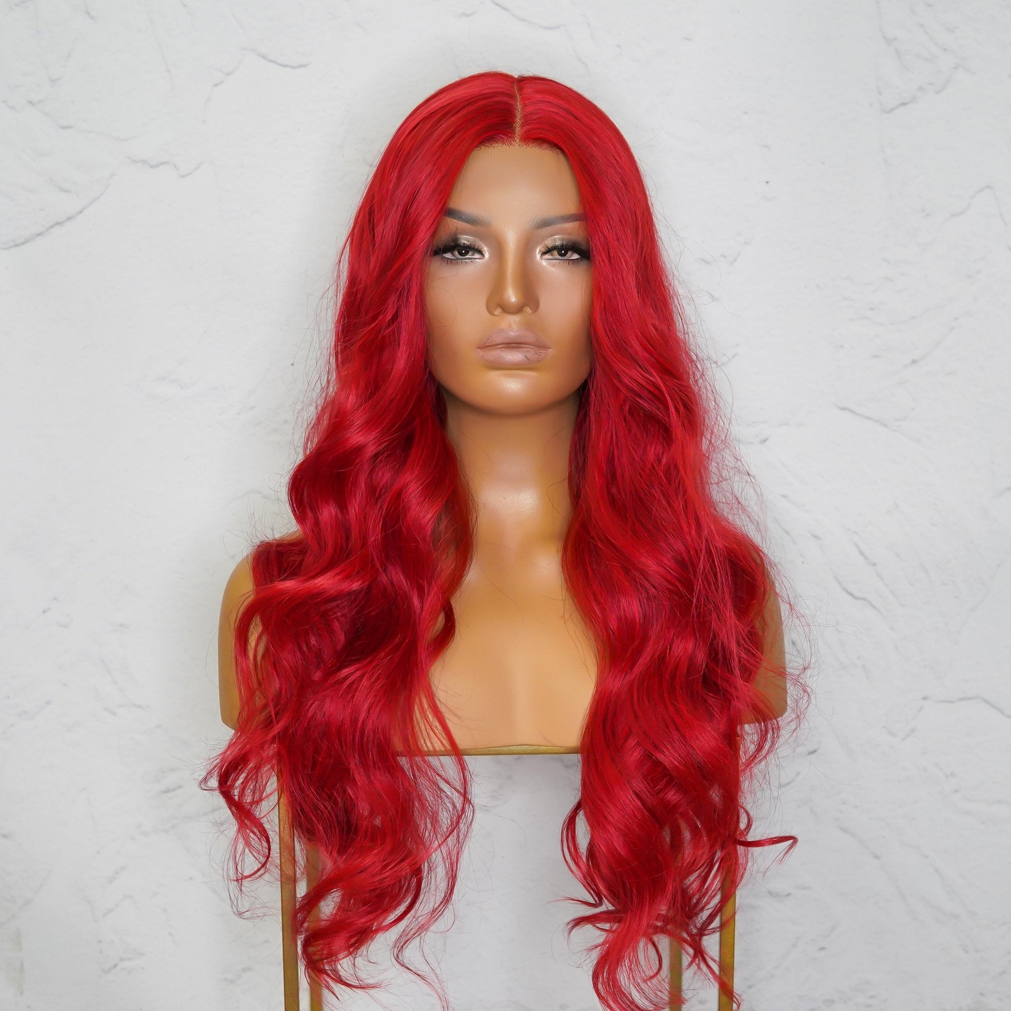 POLLY - Red - Lace Front Wig | Red, 28 Inch+, T-Part Lace Front, Synthetic Hair | Milk & Honey Wigs
