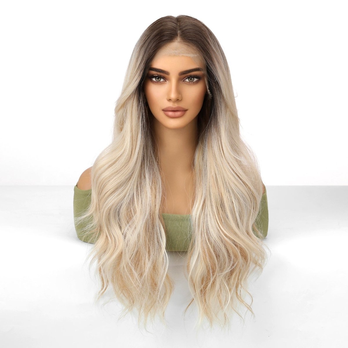 Root Streched Blonde Wavy 13x6 Lace Front Wig - MARKETPLACE | Blonde, 13x6 Lace Front, Synthetic Hair | Milk & Honey Wigs