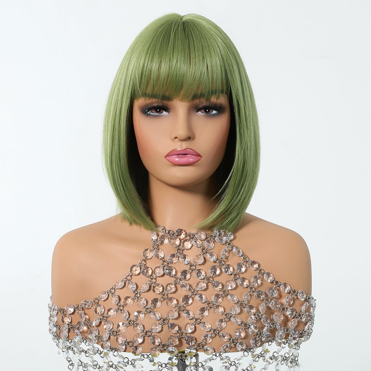 Sleek Olive Green Bob Wig - MARKETPLACE | Brown, Fringe, Synthetic Hair | Milk & Honey Wigs