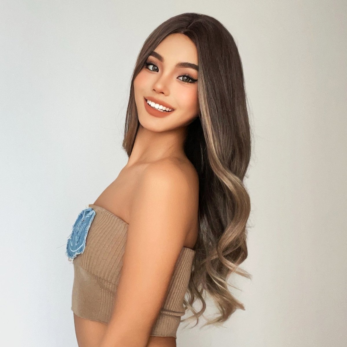 Soft Brown with Ash Blonde Highlights Wig - MARKETPLACE | Brown, Fringe, Synthetic Hair | Milk & Honey Wigs