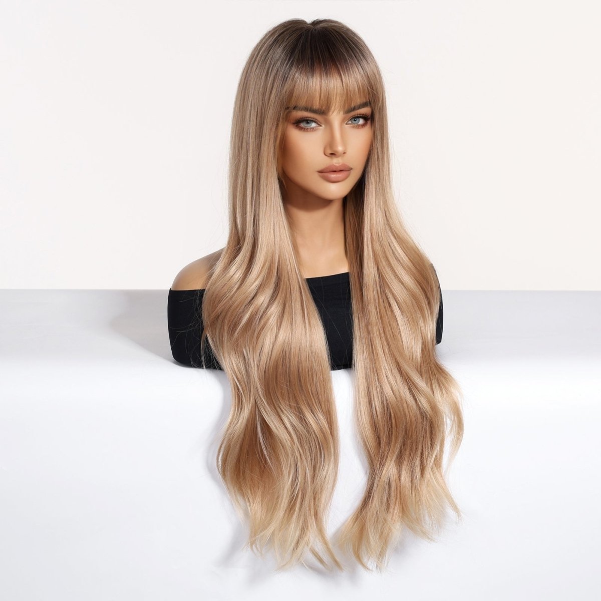 Soft Wavy Honey Brown Wig - MARKETPLACE | Brown, Fringe, Synthetic Hair | Milk & Honey Wigs