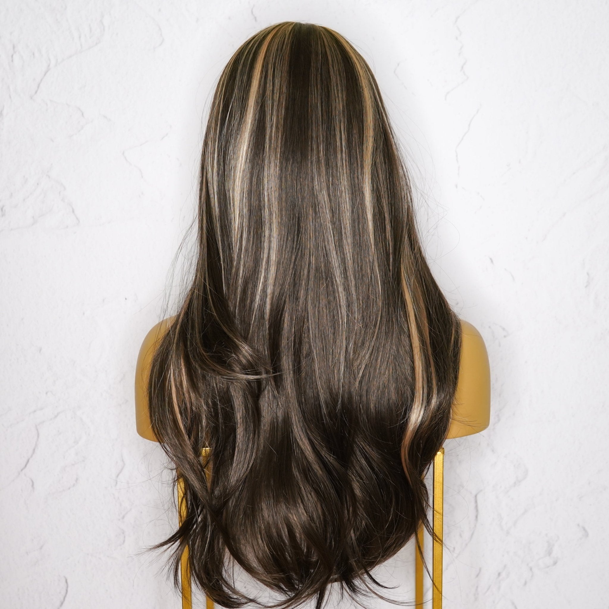 STEFANIE brown synthetic wavy fringe wig | Milk & Honey Wigs