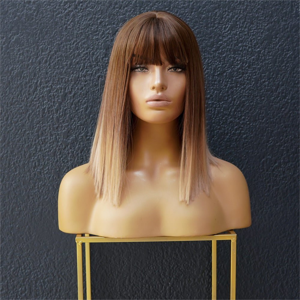 TALLULAH brown ombre synthetic straight fringe wig | Milk & Honey Wigs