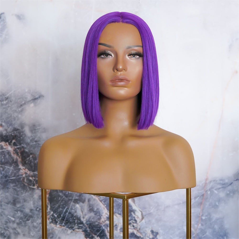 TILLY purple synthetic straight lace front bob wig | Milk & Honey Wigs