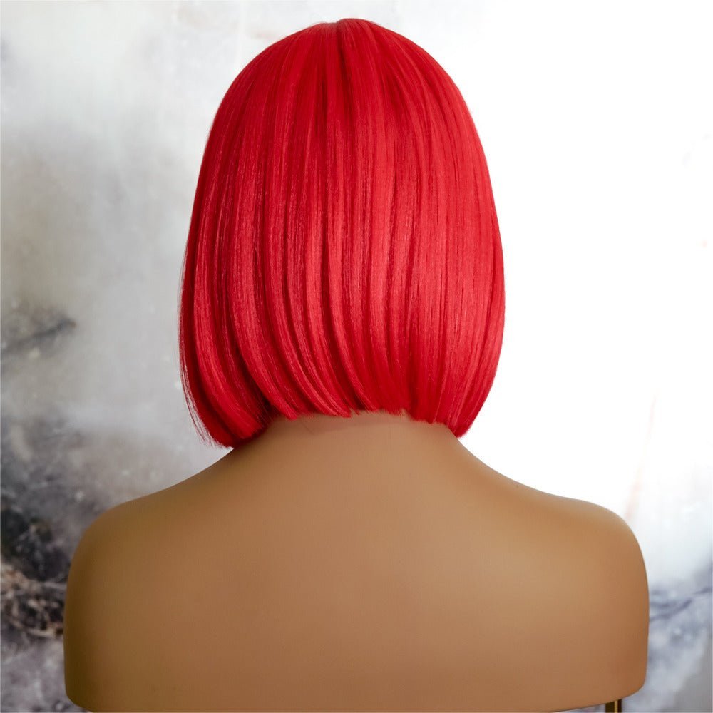 TILLY - Red - Lace Front Wig | Red, 12 Inch & Shorter, T-Part Lace Front, Synthetic Hair | Milk & Honey Wigs