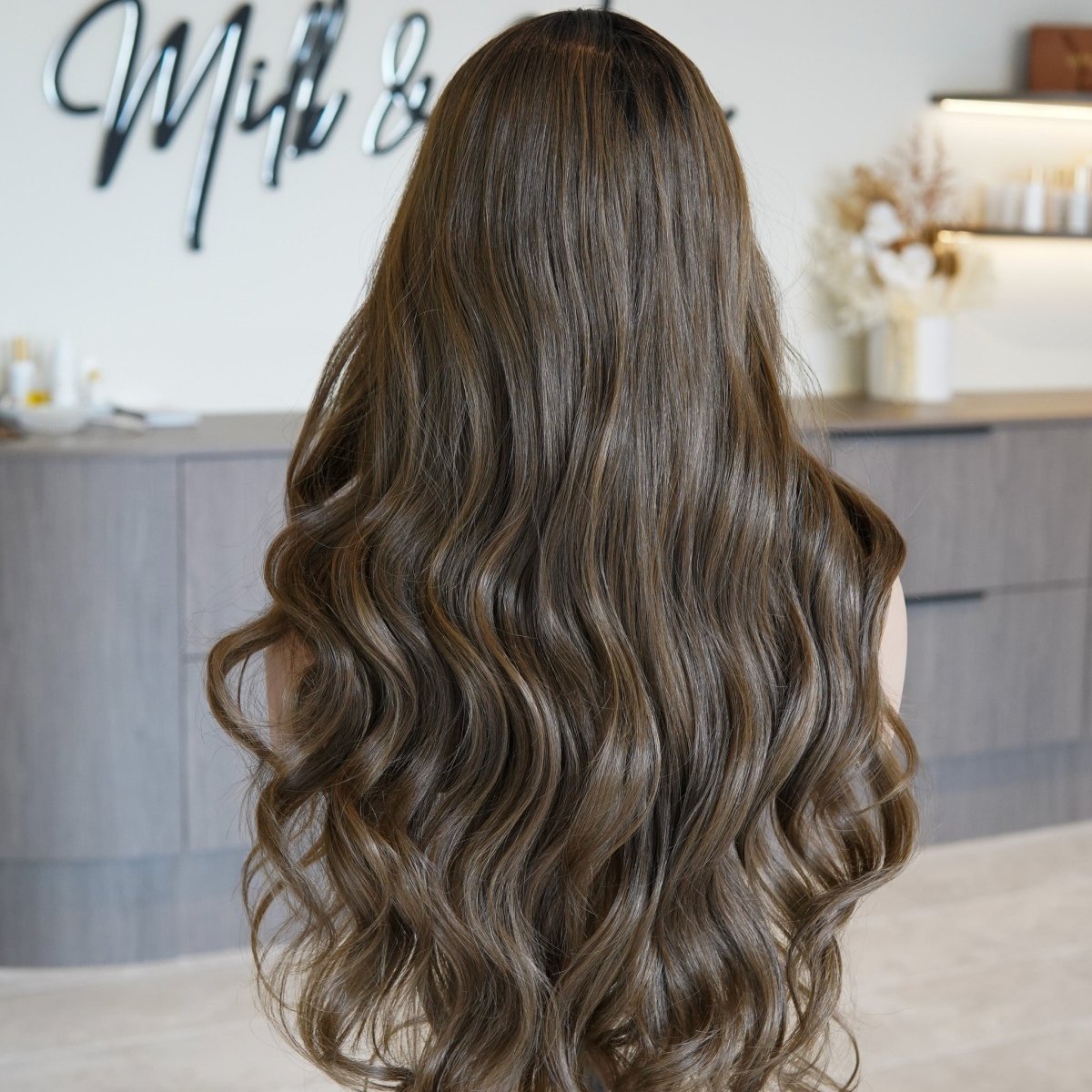 TYLER - Ombre Dark Brown - Lace Front Wig | Brown, 26 Inch, T-Part Lace Front, Synthetic Hair | Milk & Honey Wigs