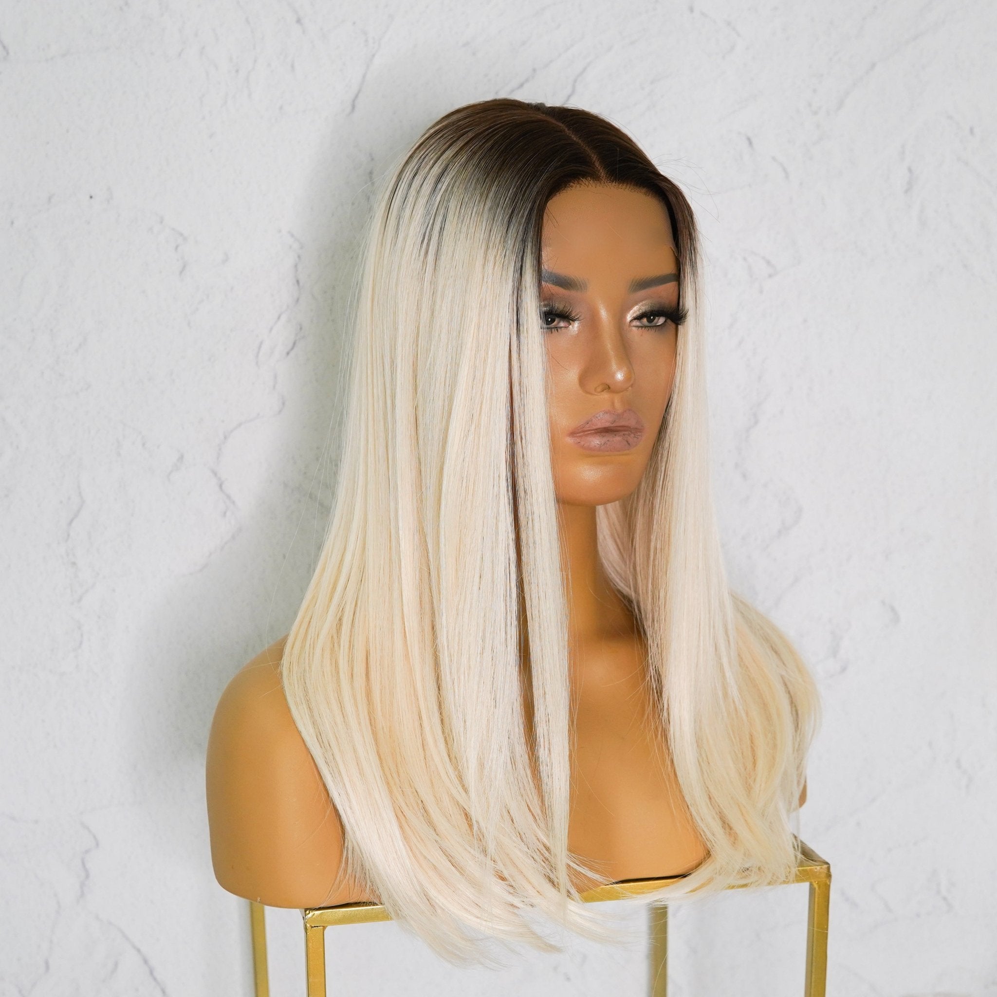 VALERIE - Ombre Platinum - Lace Front Wig | Blonde, 18 Inch, T-Part Lace Front, Synthetic Hair | Milk & Honey Wigs