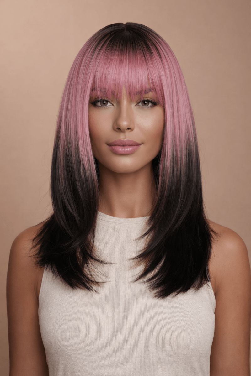YURI - Ombre Pink - Fringe Wig - Milk & Honey Wigs