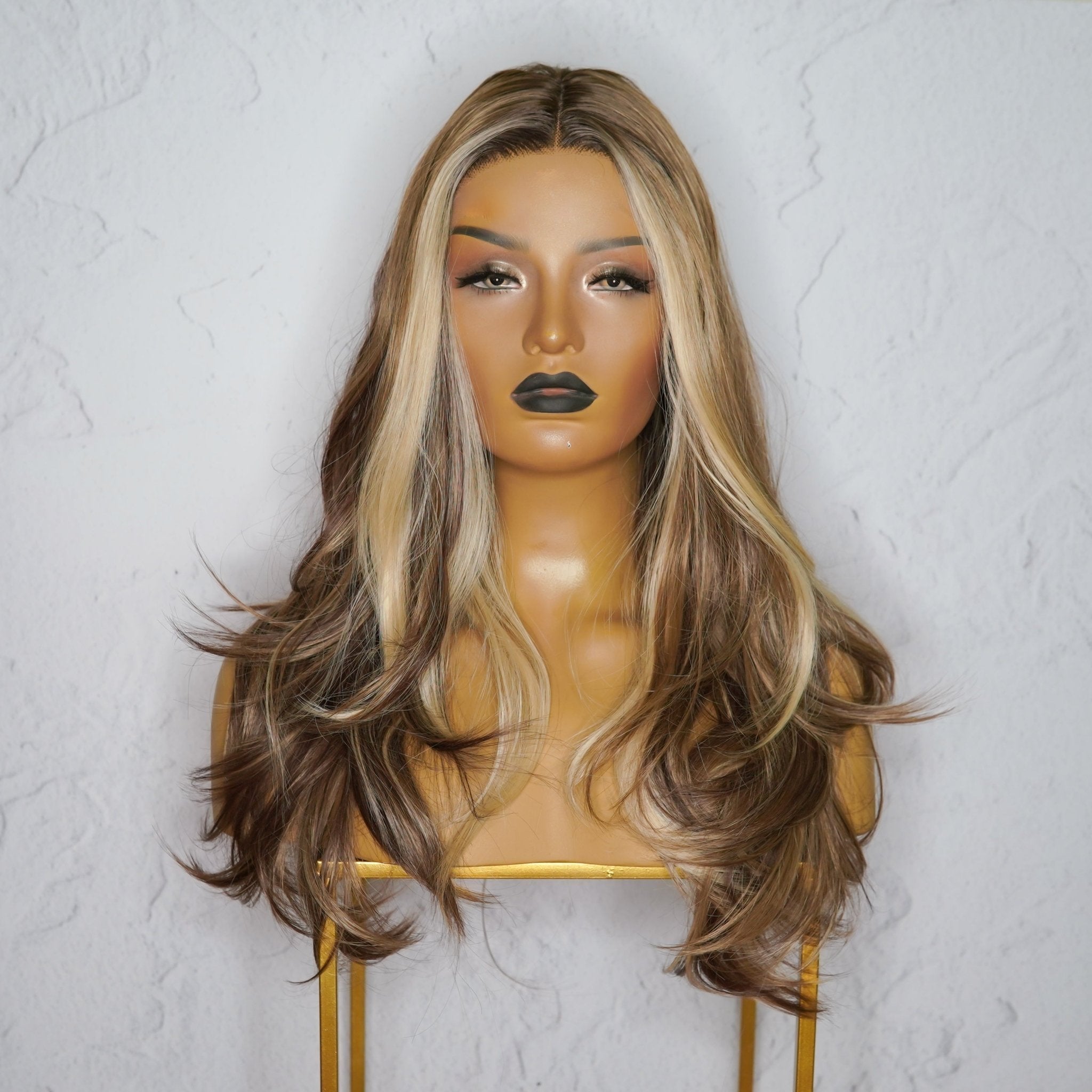 ZHRYEPA brunette ombre synthetic straight lace front wig | Milk & Honey Wigs