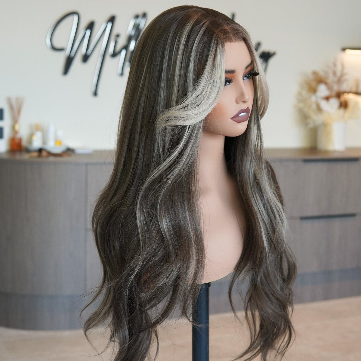 ZINA Mixed Brown synthetic wavy 13x6 lace front wig | Milk & Honey Wigs