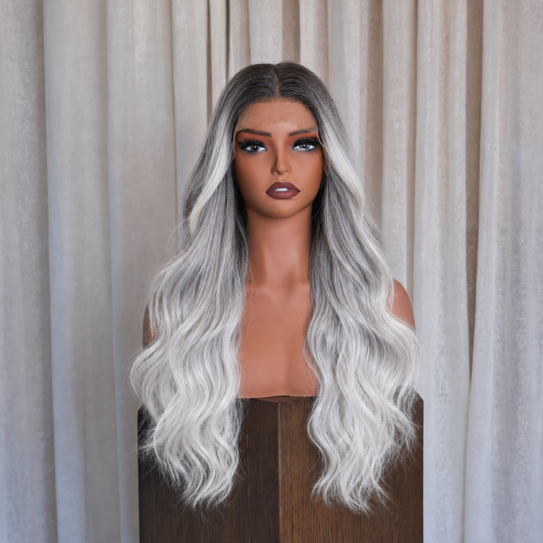 Ash Blonde Ombre Wavy 13x6 Lace Front Wig | Milk &amp; Honey Wigs