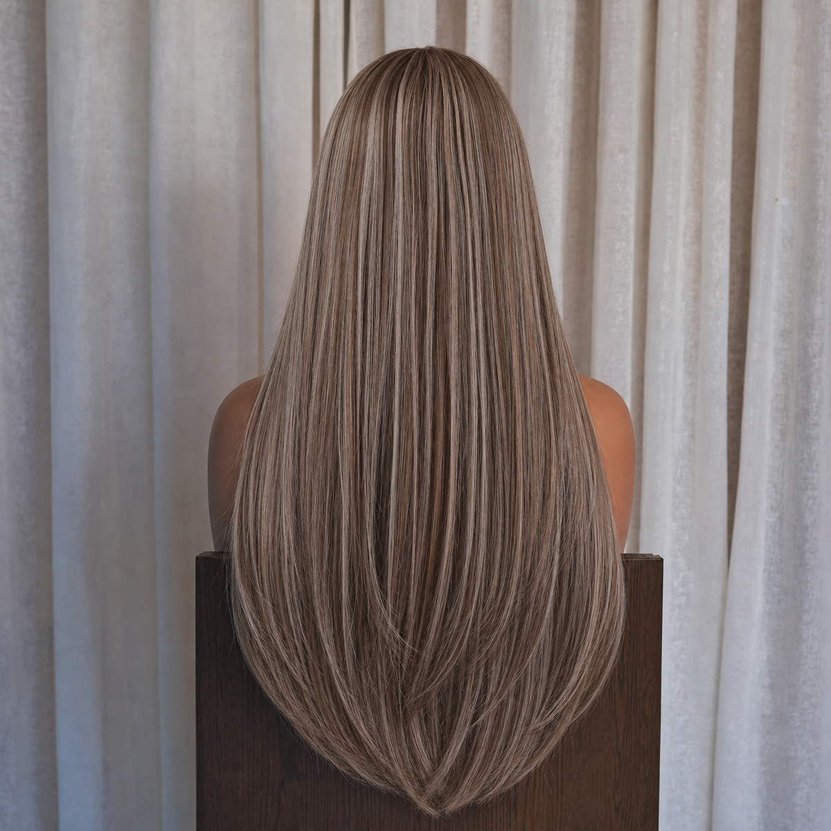 Ash Brown Straight Wig with Full Fringe | Milk &amp; Honey Wigs