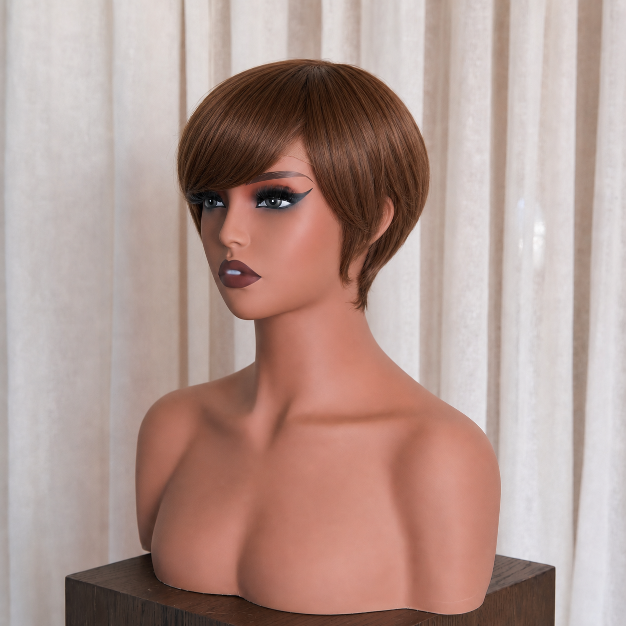 BRIDE Caramel Brown Pixie Cut Fringe Wig