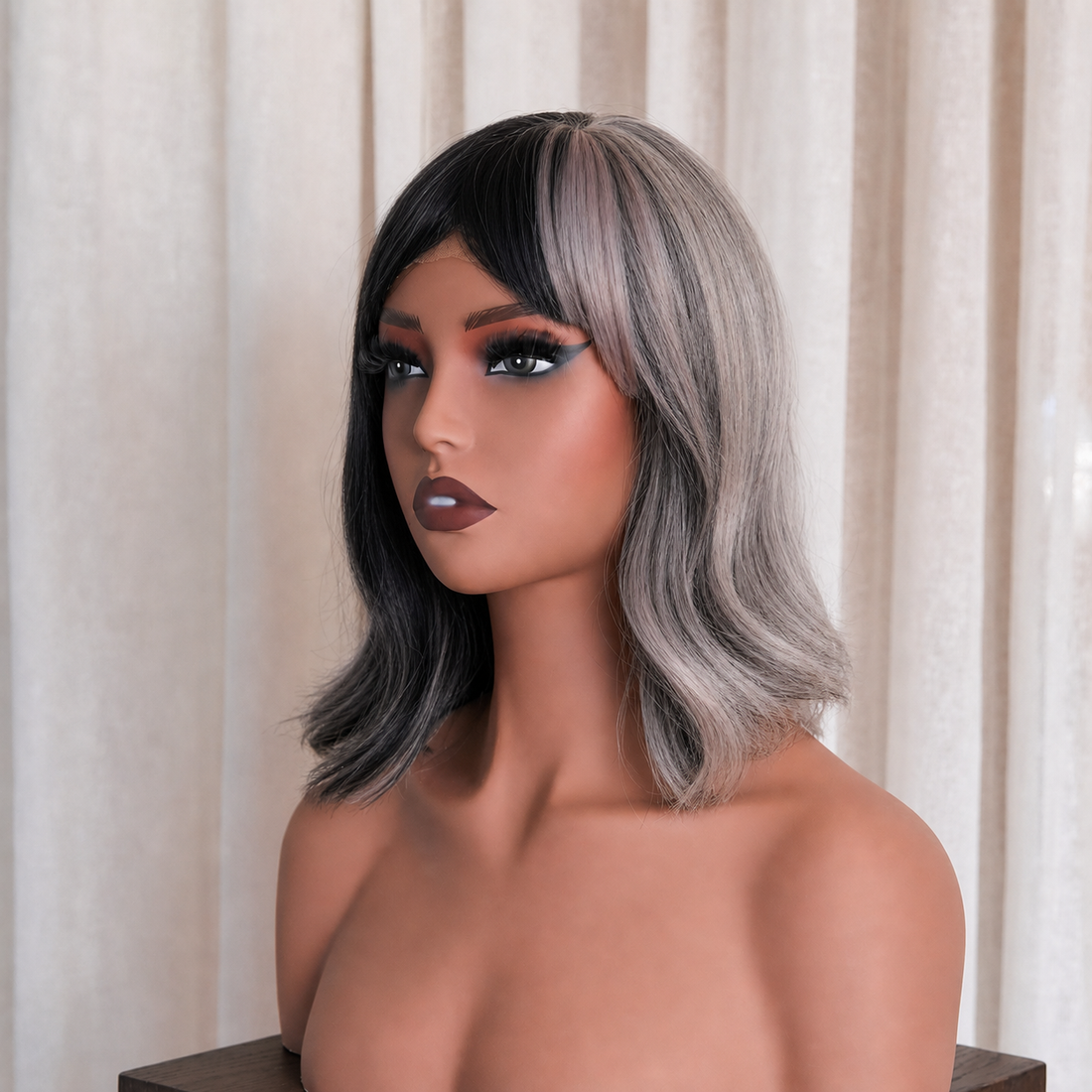 CRUELA - Half Grey Black - Fringe Wig