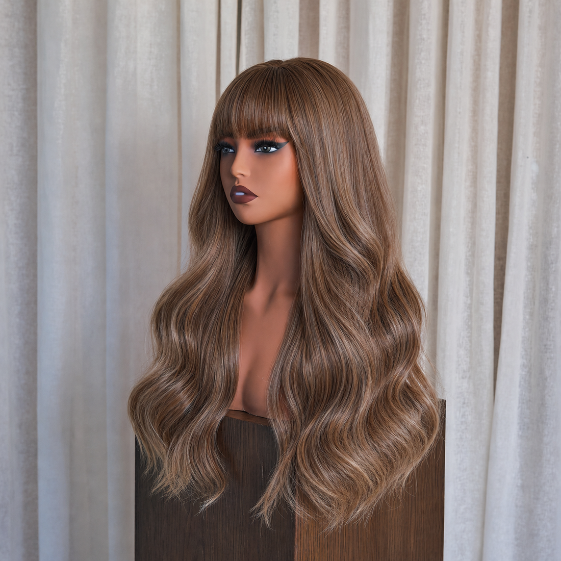 Chestnut Brown Long Wavy Wig | Milk &amp; Honey Wigs