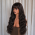 Dark Chocolate Wavy Wig with Full Fringe | Milk & Honey Wigs