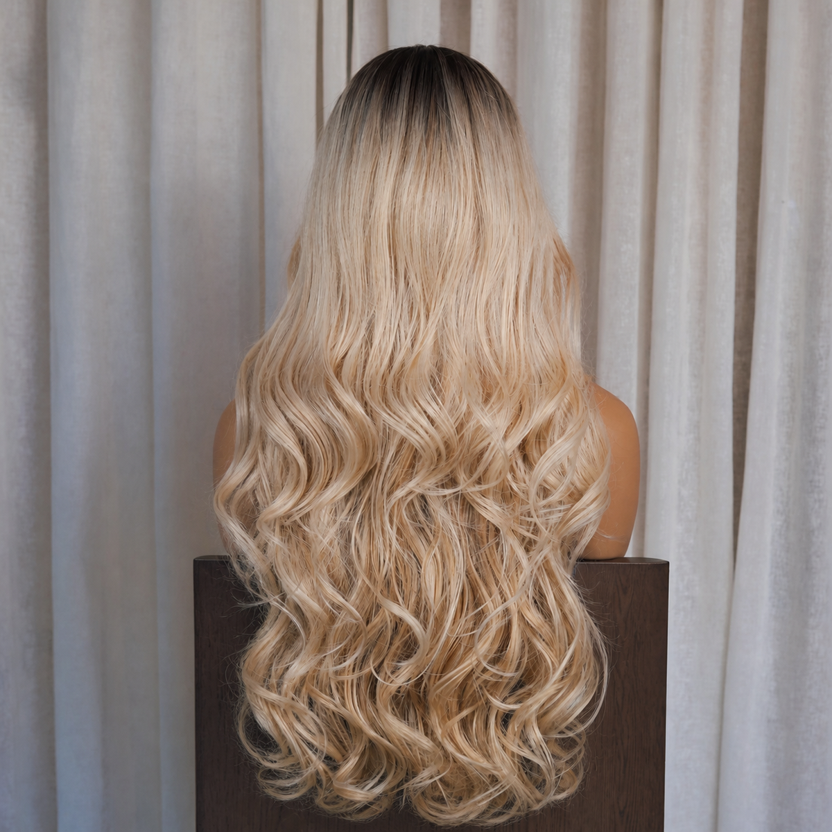 Extra Long Caramel Blonde With Root Wavy Fringe Wig | Milk &amp; Honey Wigs