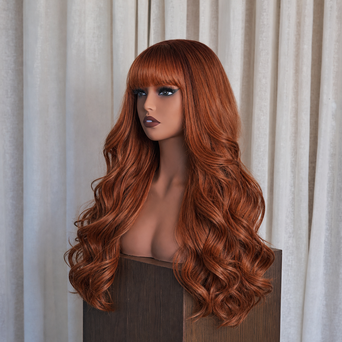 Extra Long Ginger Wavy Fringe Wig | Milk &amp; Honey Wigs