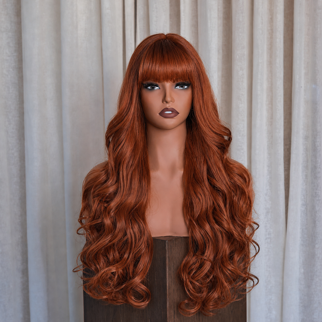 Extra Long Ginger Wavy Fringe Wig | Milk &amp; Honey Wigs