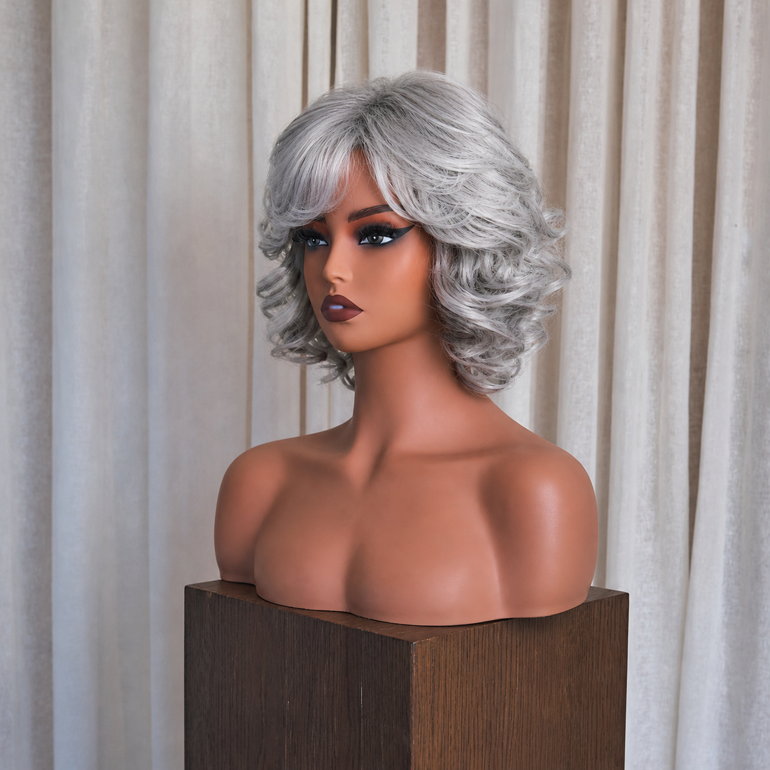 Grey Curl Fringe Wig | Milk &amp; Honey Wigs