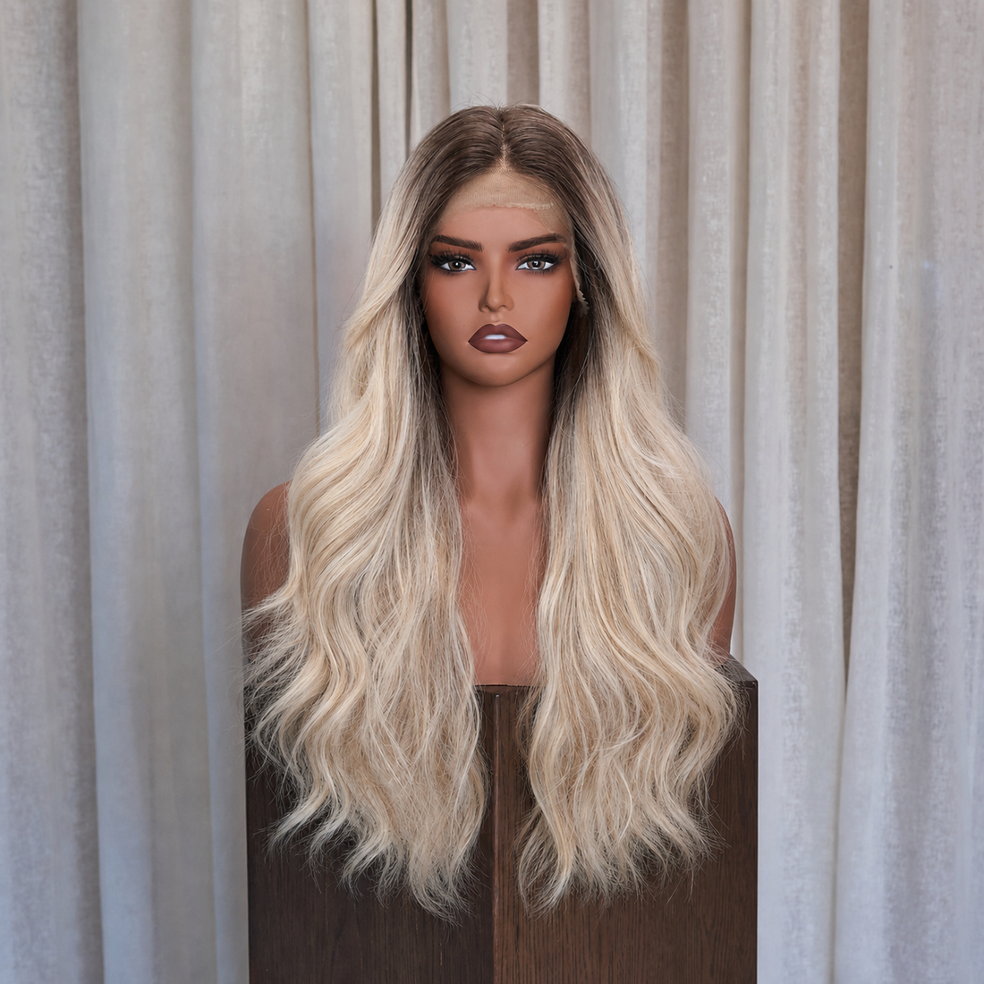 Root Streched Blonde Wavy 13x6 Lace Front Wig | Milk &amp; Honey Wigs