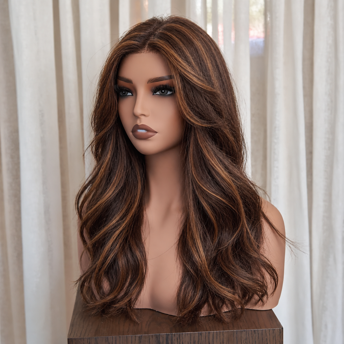 IRIS - Highlighted Brunette - Mono Top Lace Front Wig