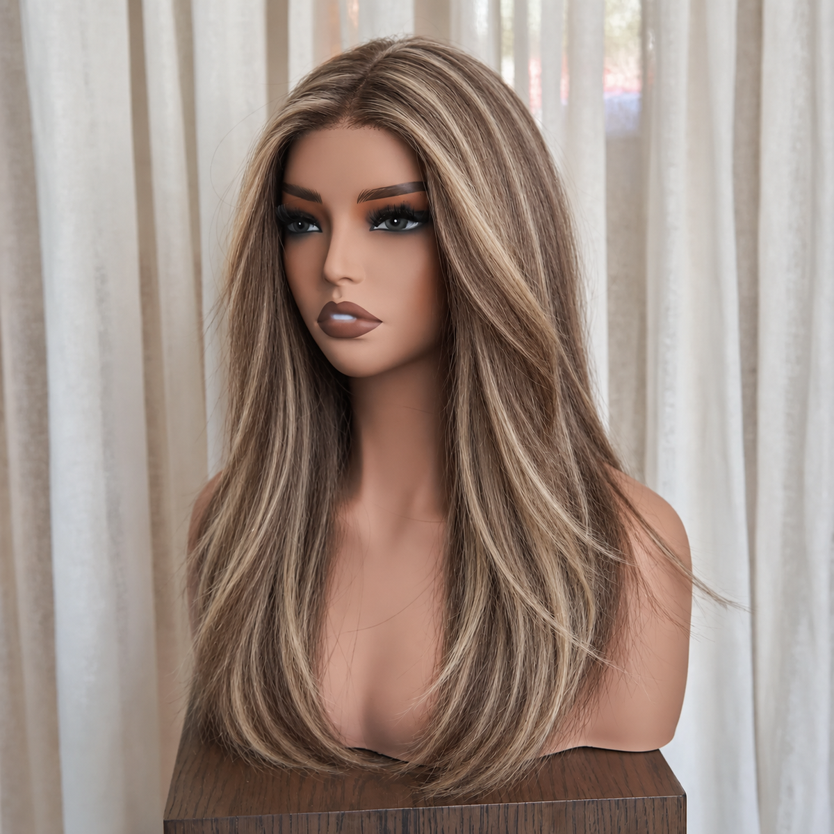 CORDELIA - Highlighted Brown - Mono Top Lace Front Wig