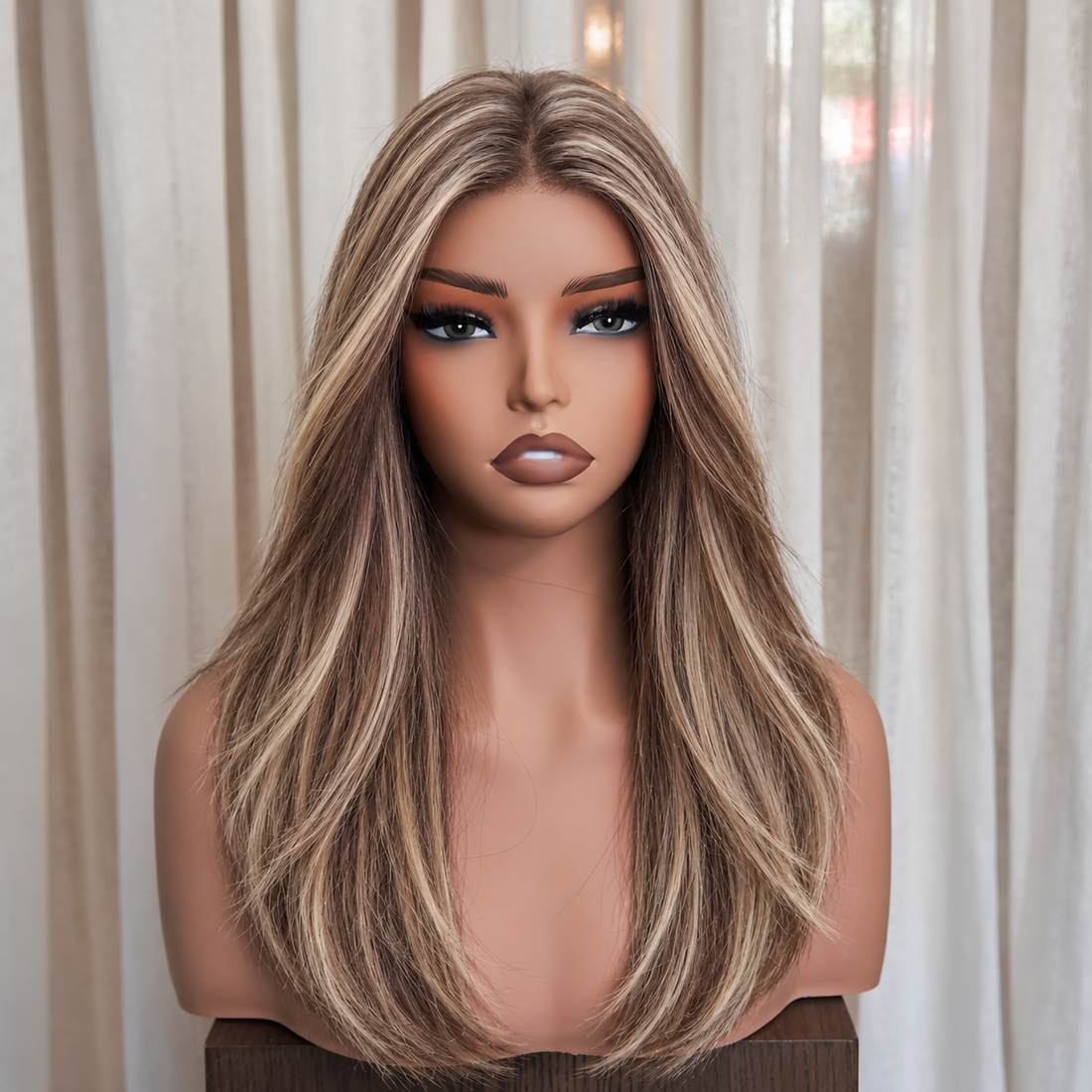 CORDELIA - Highlighted Brown - Mono Top Lace Front Wig