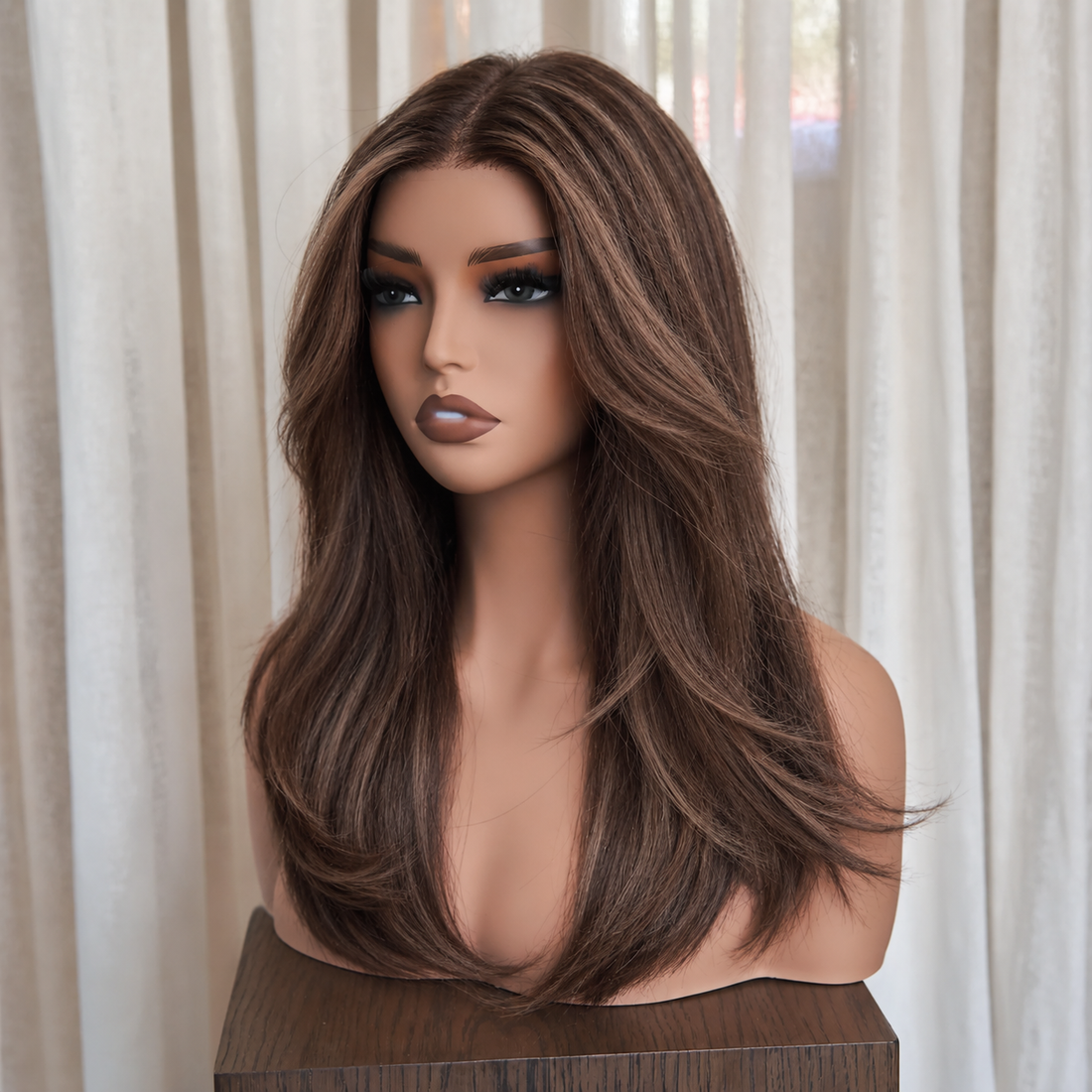 EVANGELINE - Chocolate Brown - Mono Top Lace Front Wig